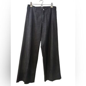 J. Peterman Dark Blue Wide-Leg High-Rise Denim-Blend Trousers, Size 12